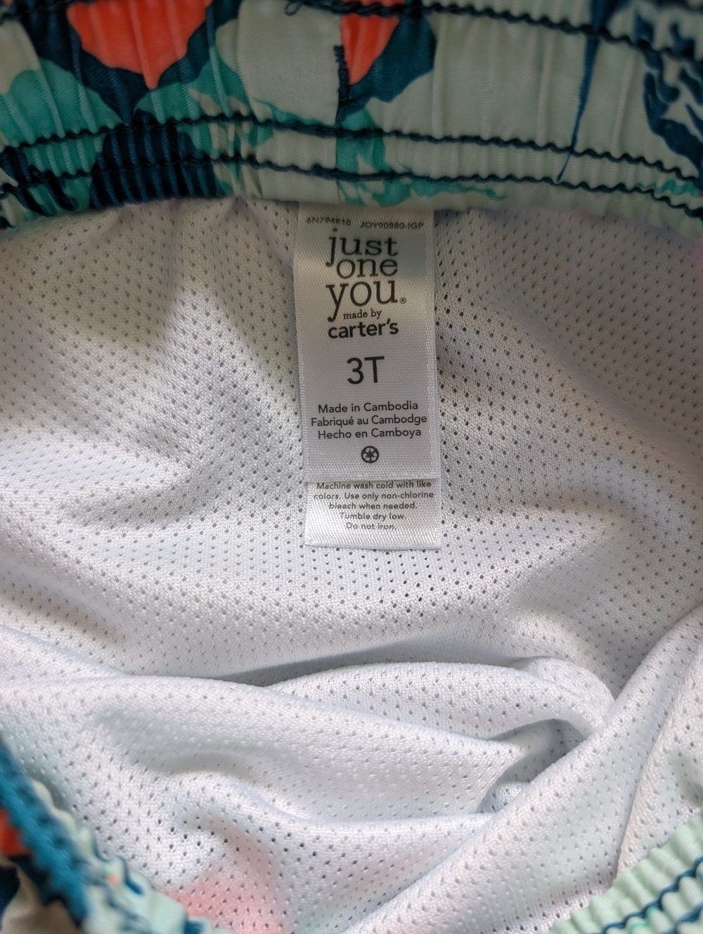 Carter's Boy's 3T Long-Sleeve Rashguard with Floral Swim Shorts - Picture 4 of 5